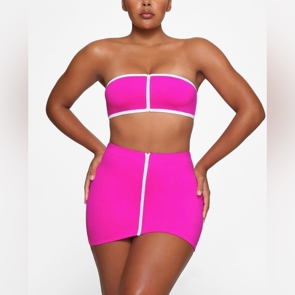 Skims Sporty Swim Mini Skirt Womens Zip Up Bathing Suit Coverup Beach Sz L